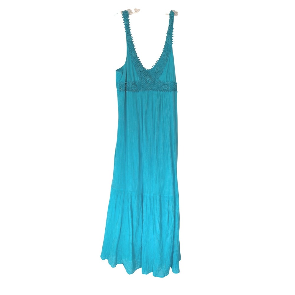 Old Navy Dress Women's Blue Maxi Boho Bohemian Embroidered Floral Fairy Large